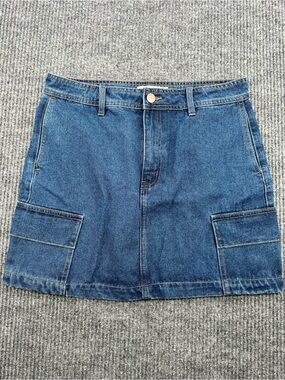 Denim Cargo Mini Skirt - Blue